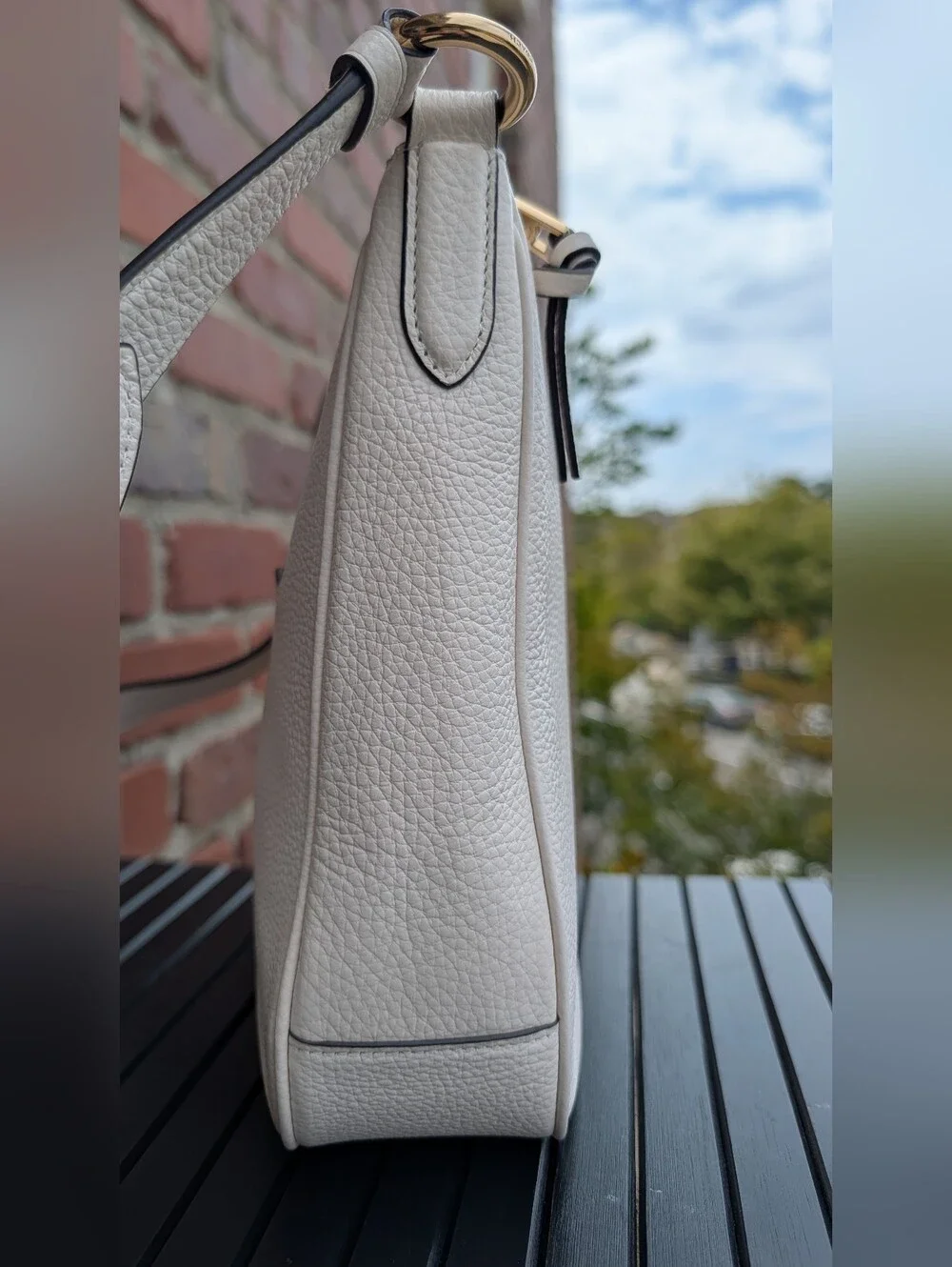 Coach Pebbled Leather White Shoulder Bag